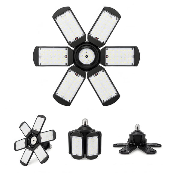 DAYBETTER Garage Lights - 1Pack Super Bright LED Garage Ceiling Light 6500K LED Shop Light w/ 6 Deformable Panels Screw in E26 Socket Light Bulbs for Workshop Storage Warehouse Attic