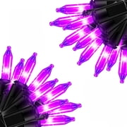 DAYBETTER Halloween String Lights, 32.8ft 100ct Incandescent Mini Lights, with 100 Count Purple Waterproof Bulbs, for Pa
