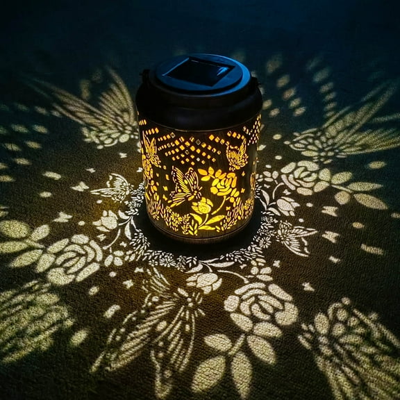 DAYBETTER Hanging Solar Lanterns Outdoor Waterproof,Butterfly and Rose LED Solar Lights for Yard Garden Decor Pathway Landscape Porch Walkway Decorations