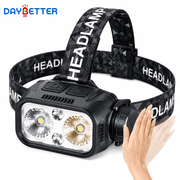 LED Headlamp with White/Yellow Lighting, 9 Modes, Motion Sensor, Type-C Chargeable, Waterproof for Camping, Hiking, Fishing, Running