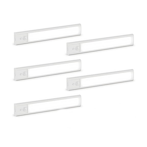 DAYBETTER 5 Pack 20 cm White LED Cabinet Light, 800 mAh Rechargeable, Dimmable, 0.5W, 6000K, Motion-Activated, Magnetic , Suitable for Cabinets, Stairways, and Kitchens