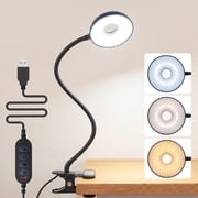DAYBETTER LED Clip Lamp, 44 LEDs Dimmable Desk Lamp with 5 Color Temperature Modes 3000K-6500K, 10 Brightness Levels, USB Powered for Reading, Study, Work