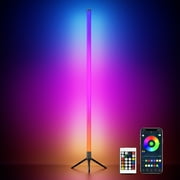 DAYBETTER LED Corner Floor Lamp,1.6 meters 360°Color Changing Lamp with Bluetooth APP, Remote Control, Music Sync, 16   Million DIY Colors & Timing,black, for Living Room Gaming Room（1pack）