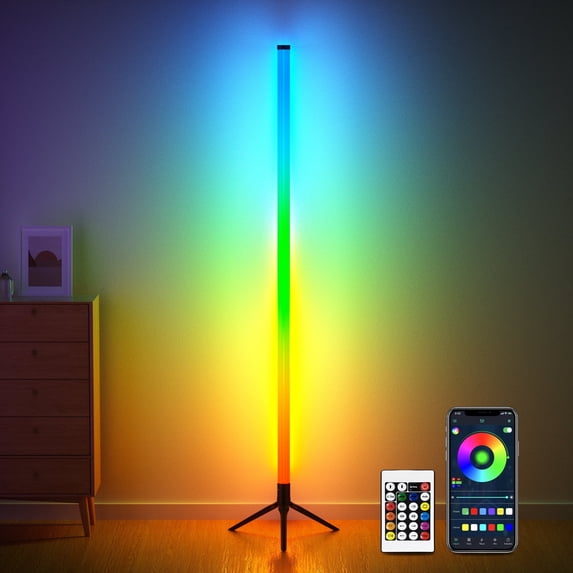 DAYBETTER LED Corner Floor Lamp, RGB Adjustable Lighting, 16M Colors ...
