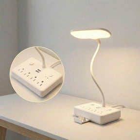 DAYBETTER LED Desk Lamp with 4 AC Outlets and 2 USB Charging Ports, 3 Lighting Modes, 2 Color Temperatures, Dimmable Gooseneck Table Lamp for Home Office, Dorm & Travel