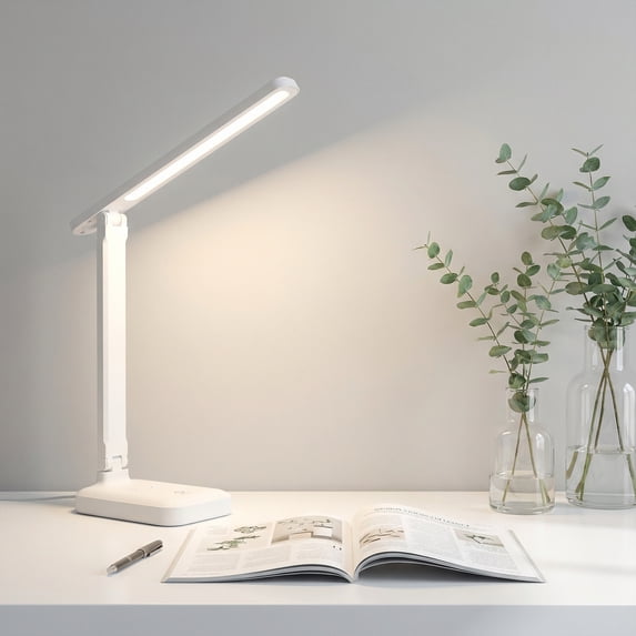 DAYBETTER LED Desk Lamp, Rechargeable Reading Light with 3 Color Temperature Modes, Stepless Dimming, Touch Control, Includes Phone Holder, Ideal for Bedside Tables, Study Desks, and Travel