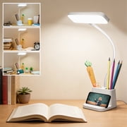 DAYBETTER LED Desk Lamp with Pen and Phone Holder, Dimmable LED Table Lamp with USB Port, 3 Modes, Touch Control, for St