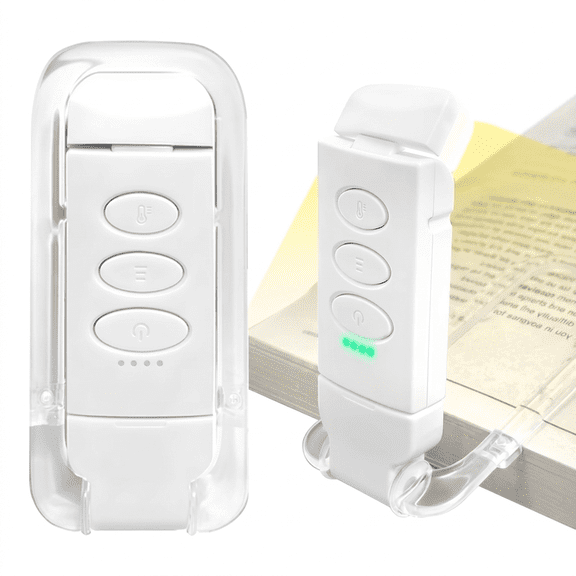 DAYBETTER Rechargeable Clip-on Reading Light, 3 Color Modes, 5 Brightness Levels, Portable for Bed Reading, Bookworms, White
