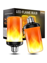 DAYBETTER LED Flame Light Bulbs, 4 Modes Flickering Light Bulbs with Upside Down Effect, E26/E27 Flame Bulb for Halloween Christmas Party Patio Porch Home Indoor & Outdoor Decoration,2pack