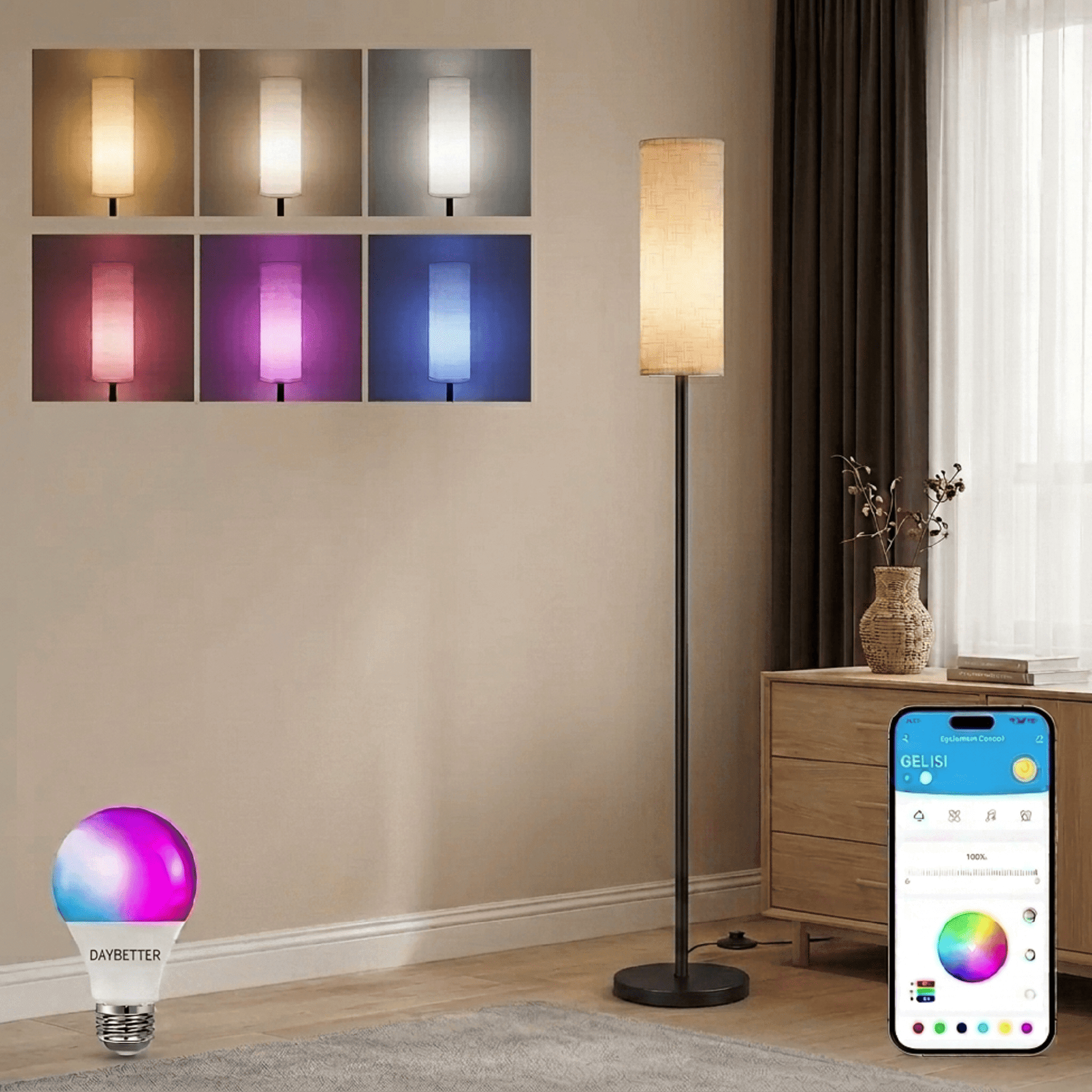 DAYBETTER LED Floor Lamps, RGB Standing Lamps, Works with Alexa