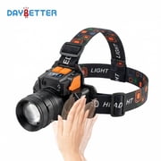 DAYBETTER LED Headlamps with Motion Sensor, Zoomable 3Modes 750LM Headlight, Type-C Rechargeable, Waterproof Sportlight for Working Camping Hiking