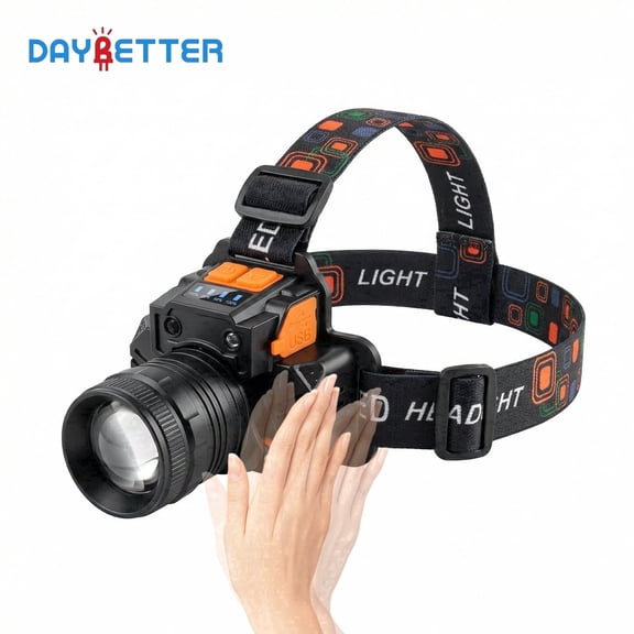 DAYBETTER LED Headlamps with Motion Sensor, Zoomable 3Modes 750LM Headlight, Type-C Rechargeable, Waterproof Sportlight for Working Camping Hiking