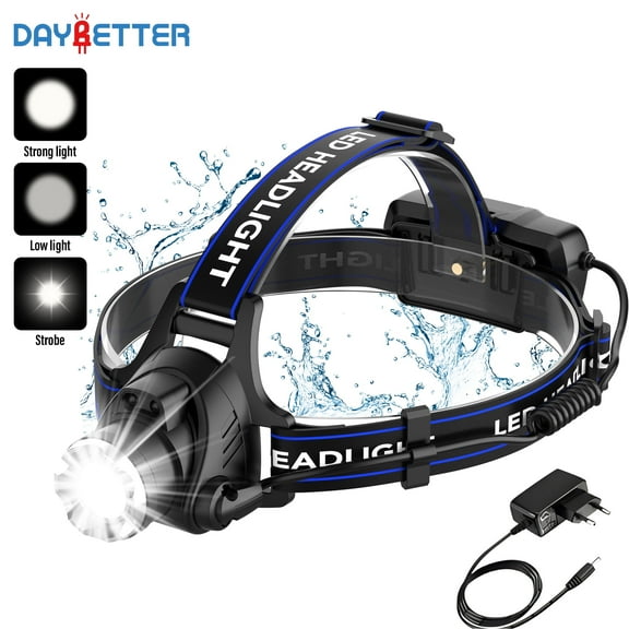 DAYBETTER LED Headlights Rechargeable, 1000LM/1600mAh/3Modes Head Lights for Forehead, IPX7 Waterproof/120° Adjustable Camping & Hiking Headlamps for Climbing Fishing