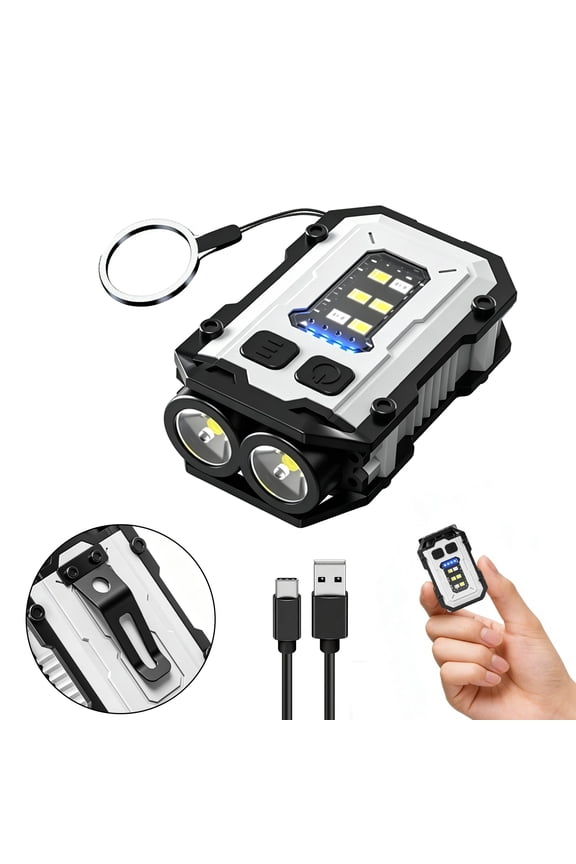 LED Mini Rechargeable Flashlight with Magnetic & Clip on, Small Pocket Flashlight for Camping Emergency Work