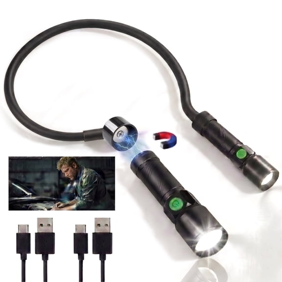 DAYBETTER LED Neck Light, Detachable Grill Light with Zoomable & Magnetic Flashlight, Hand-Free Rechargeable Book Light, for Car Repairing, Reading, Fishing
