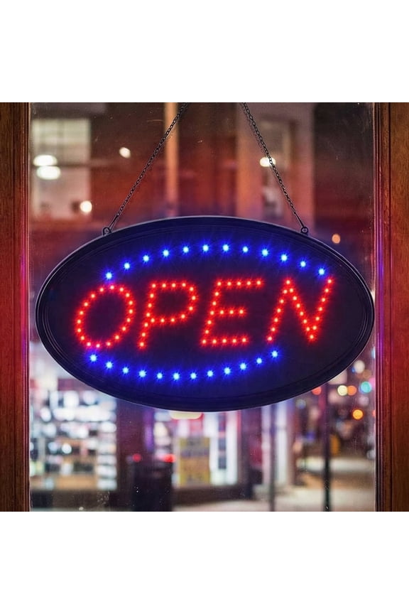 LED Open Sign, 19"x10" Neon Open Signs for Business, 2 Modes Flashing & Steady, Light up Open Sign for Wall Business Window Shops Home Bar