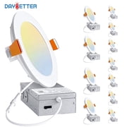 DAYBETTER LED Recessed Ceiling Light Modern,6 inch 5CCT Ultra-Thin with Junction Box,2700K-5000K Selectable, Dimmable(12Pack),Decor, Lighting, Decoration