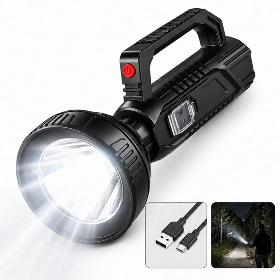 DAYBETTER LED Rechargeable Flashlights, Super Bright Flashlight with USB Cable, 3 Lighting Modes, Long Range Outdoor Spotlight Flashlight for Camping, Hiking, Fishing