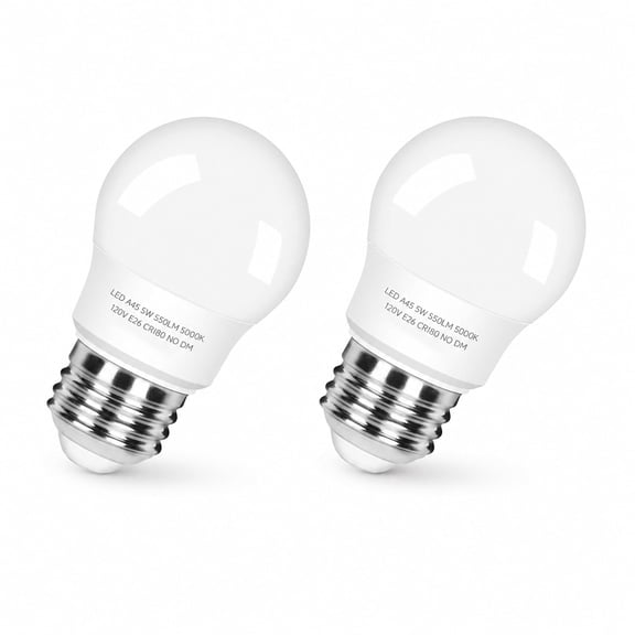 DATBETTER Refrigerator LED Light Bulb, 40W Equivalent 5W 120V Daylight White 5000K, E26 Base Non-dimmable Waterproof A15 Bulb for Fridge&Freezer, 2 Pack