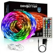 DAYBETTER LED Strip Light 32.8ft,44 Key Remote Control and 12V Power Supply,Bedroom,Party,Room Decor(2 Rolls of 16.4ft)