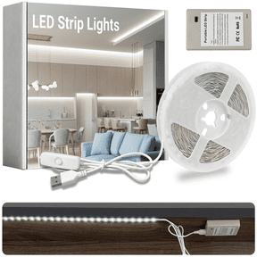 DAYBETTER LED Strip Lights Battery Powered, 16.4ft USB White LED Strip Lights, Cuttable, for Bedroom, Dormitory, Tent, TV, Under Cabinet