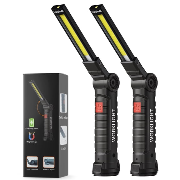 DAYBETTER LED Work Lights, Tool Gifts for Men, 2Pack Rechargeable Work Lights , with Magnetic Base, 360° Rotation,Versatile Lighting for Repairs, Outdoors,Christmas Gifts