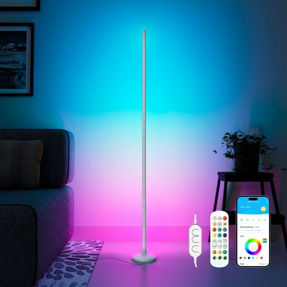 DAYBETTER Led Corner Floor Lamp, Smart Floor Lamp with APP&Remote, 16 Million Colors Changing, Music sync,Timing, Modern Corner led Light for Bedroom Living Room and Gaming Room.