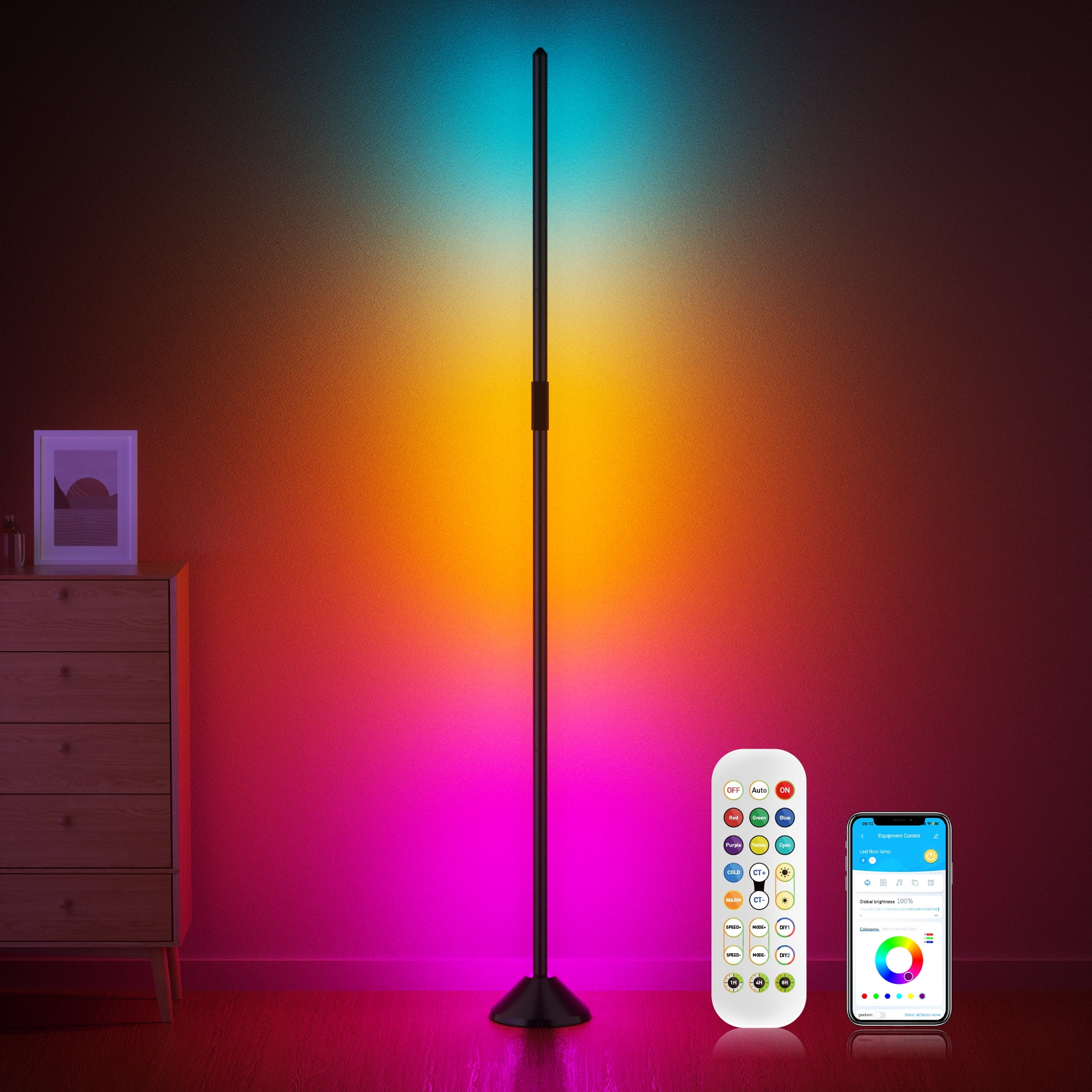 Free Shipping! DAYBETTER LED Corner Floor Lamp with APP Remote 16 ...
