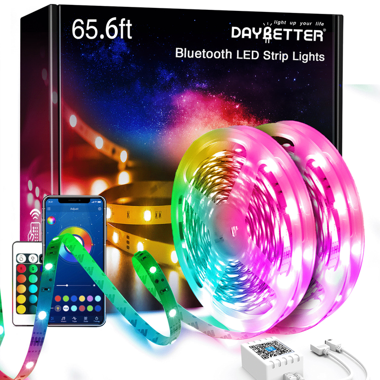 DAYBETTER 50ft Bluetooth LED Strip Lights,Music Sync 5050 LED