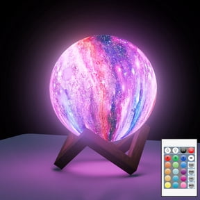 VOLIVO 4Inch Galaxy Moonlight Night Light for Adults Kids, 16Colors/3D Printing Moon Lamp Night Lamp for Kids Bedroom Decor