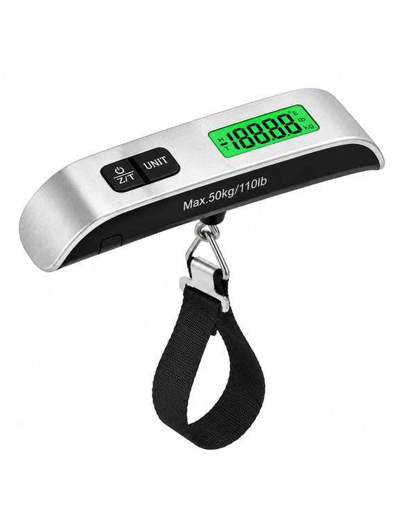 Luggage Scale, 110lb/50kg Portable Hanging Suitcase Weight Scale with 4 Units & LED Display for Travel, Luggage, Packages, Markets