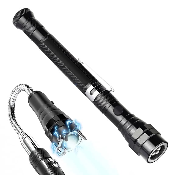 DAYBETTER Magnetic Pickup Tool with LED Lights, 22" Telescoping Magnet Flashlight, Cool Gadget Gifts for Men, Husband (Black)