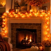 DAYBETTER 10FT Maple Leaf String Lights, 20 LED USB Powered Fall Garland Lights with Remote and 8 Lighting Modes, Indoor