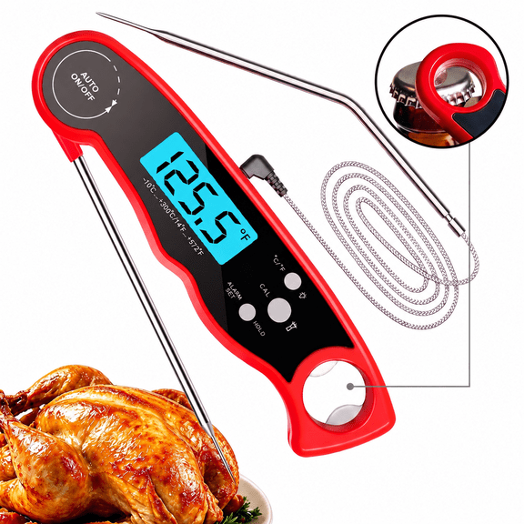 DAYBETTER Digital Meat Thermometer with Extended Probe, Instant Read Food Thermometer with Backlight for Kitchen, Candy, Deep Fry & BBQ