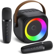 DAYBETTER Mini Karaoke Machine for Adults & Kids, Portable Bluetooth Speaker with 2 Wireless Microphones