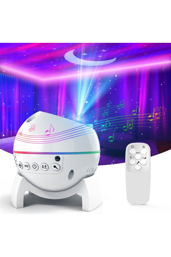 Moon Star Projector, Galaxy Light Projector for Bedroom,Remote Control and Color Changing Timer Aurora Bedroom Kids Night Light ,Gifts Room Decor for Teen Girls Boys White