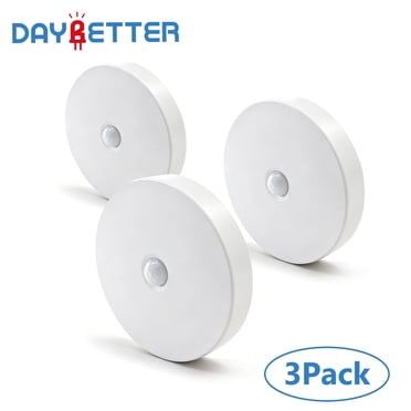 DAYBETTER Rechargeable Motion Sensor Night Lights, Cool & Warm White Color, Stick on Motion Activated Stair Lights Indoor, Portable LED Hallway Lights for Bathroom Bedroom，3Pack