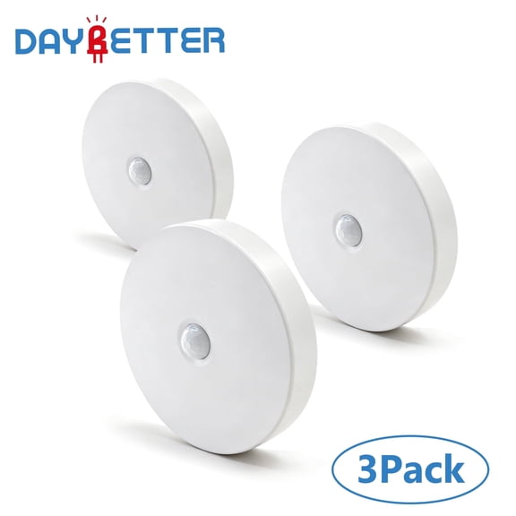 DAYBETTER Rechargeable Motion Sensor Night Lights, Cool & Warm White Color, Stick on Motion Activated Stair Lights Indoor, Portable LED Hallway Lights for Bathroom Bedroom,3Pack