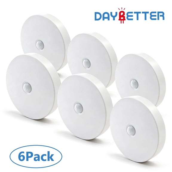 DAYBETTER Rechargeable Motion Sensor Night Lights, Cool & Warm White Color, Stick on Motion Activated Stair Lights Indoor, Portable LED Hallway Lights for Bathroom Bedroom,6Pack