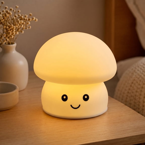 DAYBETTER Mushroom Night Light, Tap Control Color Changing LED Night Light, Soft Silicone Lamp with 5 Colors & Dynamic Mode for Kids, Bedroom, Nursery & Home Decor