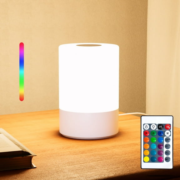 DAYBETTER Night Light, Dimmable Touch Lamp for Bedroom, Portable Table Bedside Lamps, 5 Brightness and 7 RGB Colors, Suitable for Bedroom/Baby Nursery/Bathroom/Hallways/Living Room
