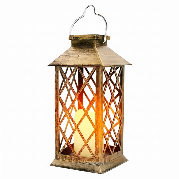 DAYBETTER Outdoor Solar Lantern, Hanging Solar Lights for Outside Garden Decor with Flickering Flameless LED Candle