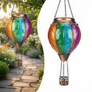 DAYBETTER Outdoor Solar Laterns, Hot Air Balloon Solar Lanterns with Hooks, Waterproof Glass Hanging Lights for Garden, Tree, Yard Patio