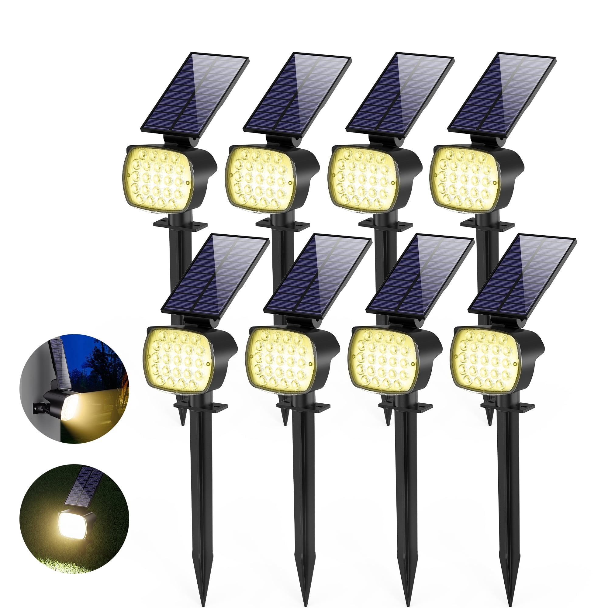 DAYBETTER Outdoor Solar Lights, 3 Modes Ground Spotlights for Garden Yard Landscape Path Lighting, Warm White