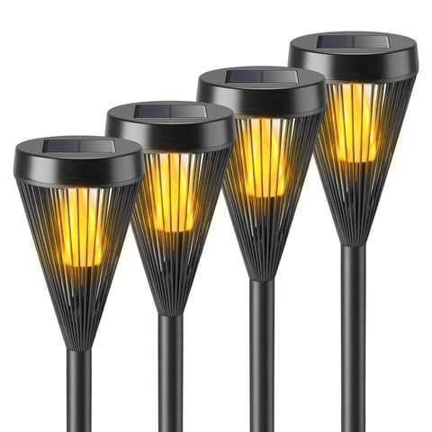 DAYBETTER Outdoor Solar Lights, Solar Powered Garden Lights with Flickering Flame, 4 pack