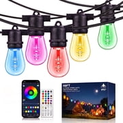 DAYBETTER Outdoor String Lights, 48FT RGBIC + White String Lights with 15 LED Bulbs Waterproof Smart Patio Lights with APP & Control, for Garden, Yard