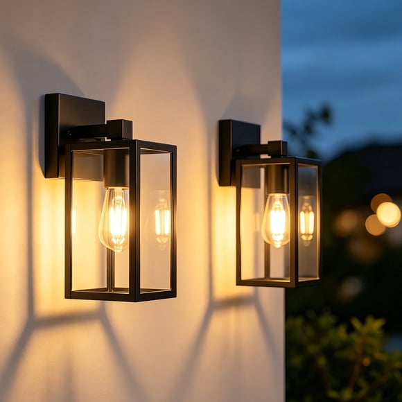 DAYBETTER Outdoor Wall Light Fixtures 2 Pack, Porch Light Wall Mounted, Black Waterproof Sconce Lantern Lamp