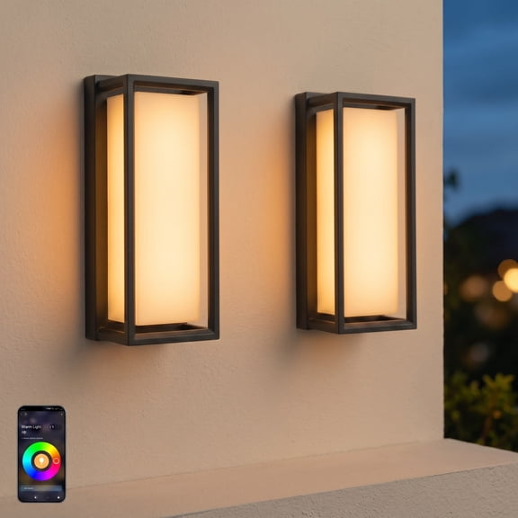 DAYBETTER Outdoor Wall Light, Rgb Color Changing and IP65 Waterproof, LED Wall Mount Outside Lights with App Control, for House, Garage, Courtyard
