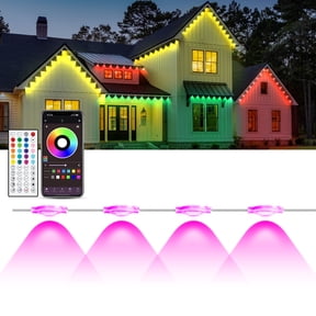 DAYBETTER Permanent Outdoor Lights, 50ft RGB Eaves Lights with 25LED Bulbs, Remote & APP Control, Waterproof for Christmas, Party
