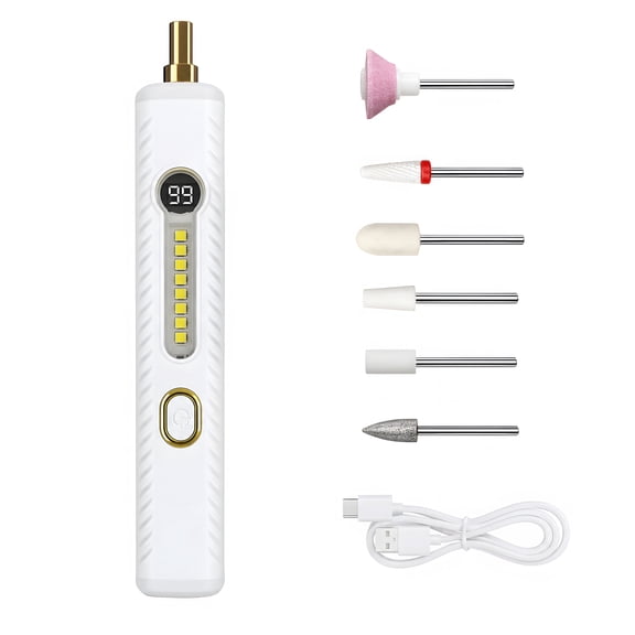 DAYBETTER Electric Nail Grinder Kit 16000RPM, Rechargeable Cordless Nail File Machine with LED Display, Low Noise E-File for Acrylic Gel Nails, Home Salon Use